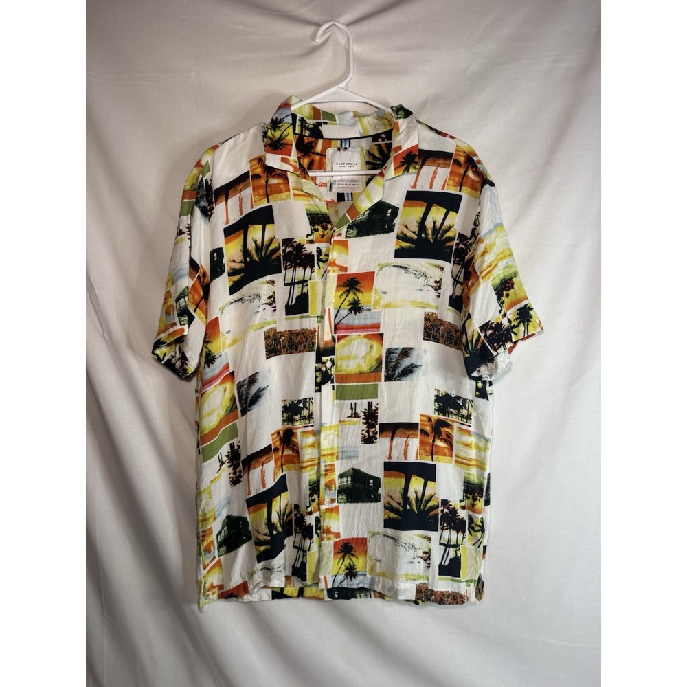 Cactus Man Ricky Singh Mens XL Tropical Hawaiian Shirt Palm Tree Photo Print
